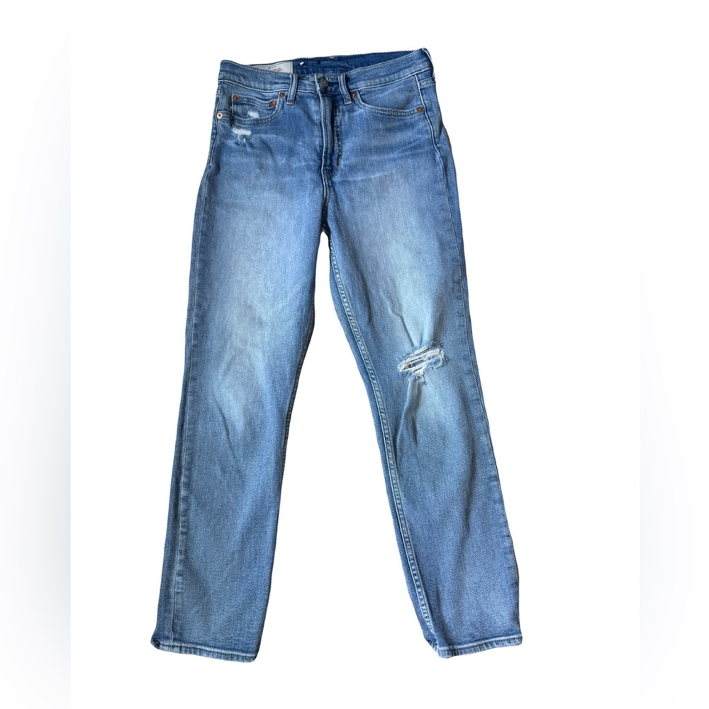 GAP Blue High rise Cigarette Slim Straight Distressed Jeans Size US 28 or US 6R